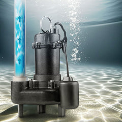 VEVOR Submersible Sewage Pump, 1/2 HP, 4800 GPH Cast Iron Sewage/Effluent Pump with Automatic Tethered Float Switch