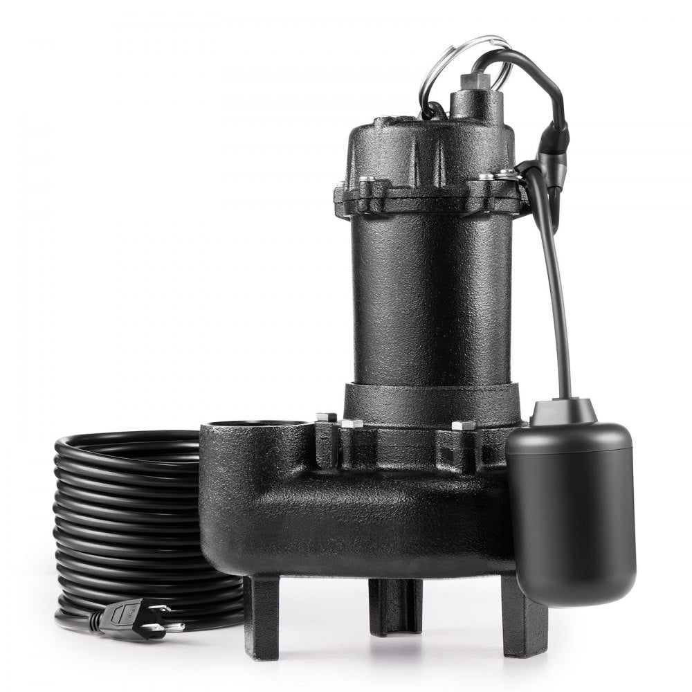 VEVOR Submersible Sewage Pump, 1 HP, 5200 GPH Cast Iron Sewage/Effluent Pump with Automatic Tethered Float Switch