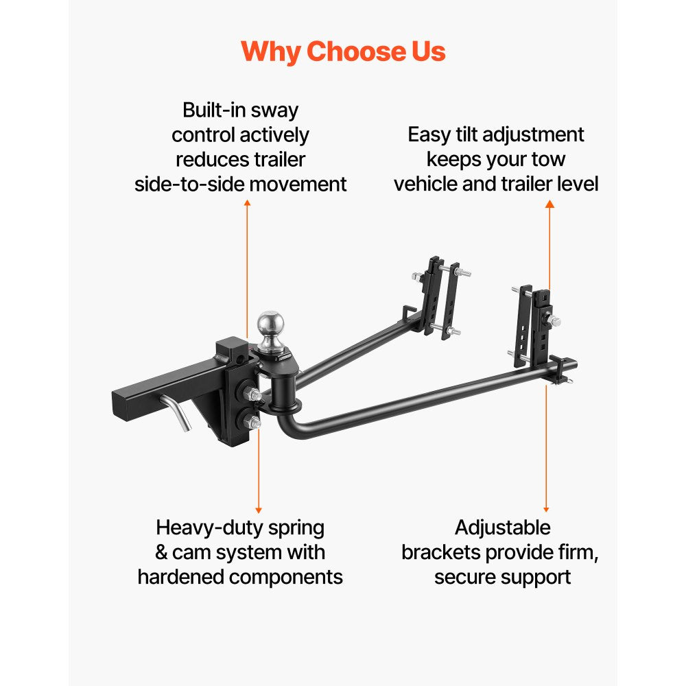 VEVOR Weight Distribution Hitch, 6000 lbs Max. Towing with Sway Control, Weight Distributing Hitches Kit for Trailers &