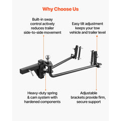 VEVOR Weight Distribution Hitch, 6000 lbs Max. Towing with Sway Control, Weight Distributing Hitches Kit for Trailers &