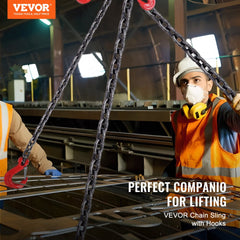 VEVOR Chain Sling, 1/4 inch x 5 ft Lifting Chains with Hooks, G80 Engine Chain Hoist Lifts, 6600 lbs/3 Ton Lifting
