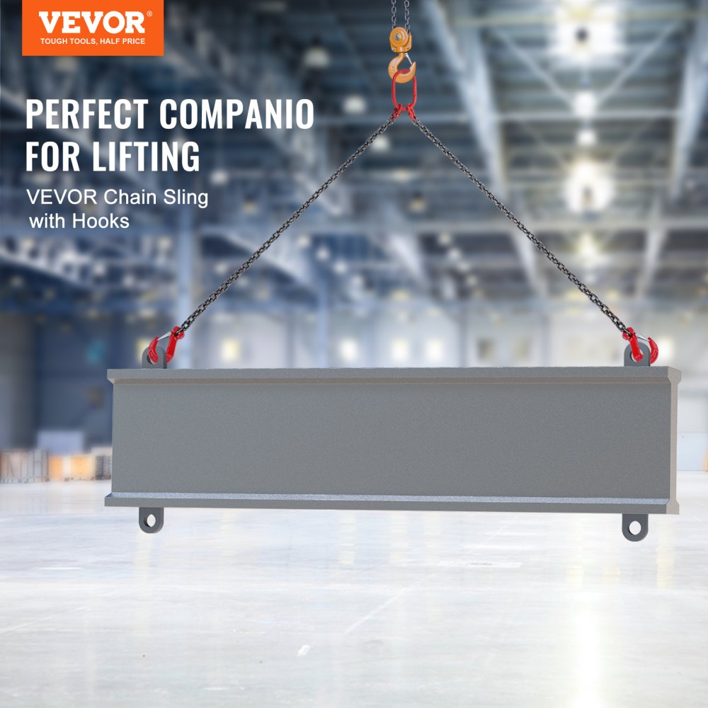 VEVOR Chain Sling, 5/16 inch x 5 ft Lifting Chains with Hooks, G80 Engine Chain Hoist Lifts, 6600 lbs/3 Ton Capacity