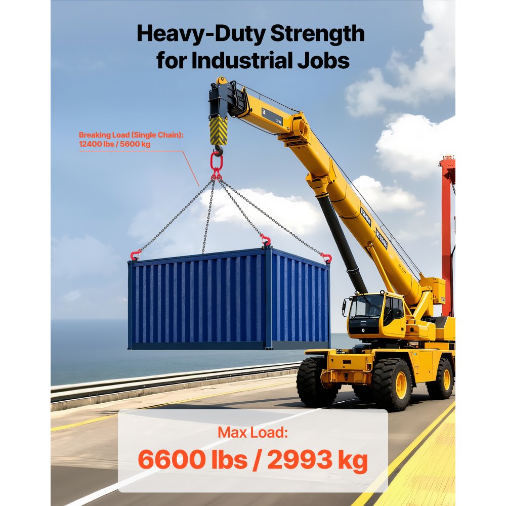 VEVOR Chain Sling, 1/4 in x 5 ft Lifting Chains with 4 Leg Grab Hooks, Heavy Duty G80 Alloy Steel Lifting Sling