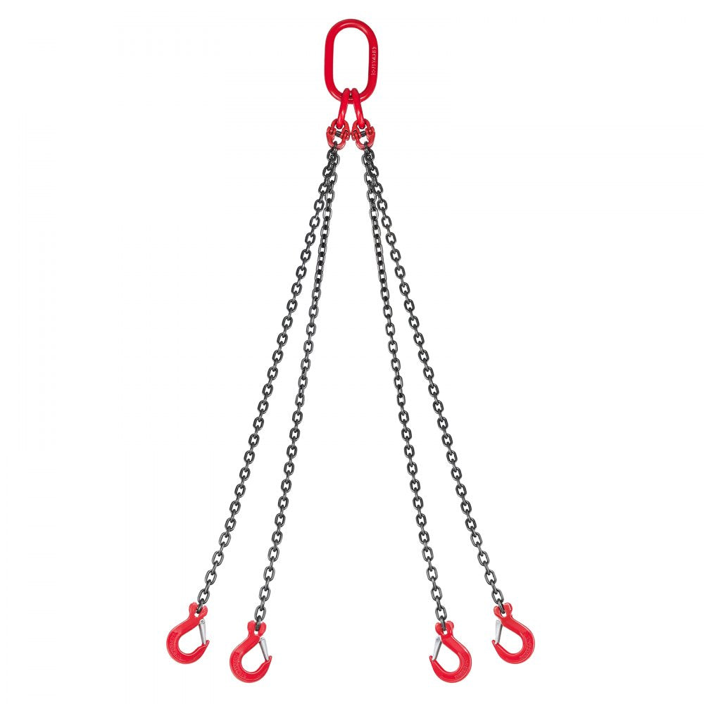 VEVOR Chain Sling, 1/4 in x 5 ft Lifting Chains with 4 Leg Grab Hooks, Heavy Duty G80 Alloy Steel Lifting Sling