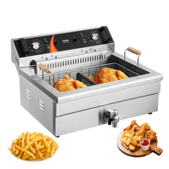 VEVOR Commercial Deep Fryer, 3000W Electric Turkey Fryer with Basket, Large Capacity 30.6Qt / 29L Countertop Single Oil