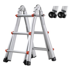VEVOR Telescoping Ladder A Frame, 9.5 FT Compact Aluminum Extension Ladder, Multi-Function Portable Collapsible RV