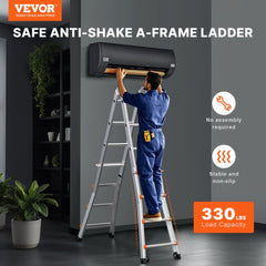 VEVOR Telescoping Ladder A Frame, 15.5 FT Compact Aluminum Extension Ladder, Multi-Function Portable Collapsible RV