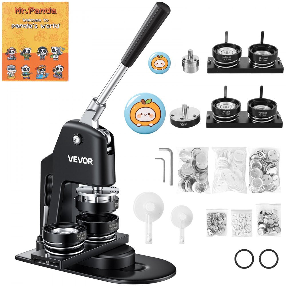 VEVOR Button Maker Machine, Multiple Sizes 1+2.25 Inch Badge Punch Press Kit, Children DIY Gifts Pin Maker, Button
