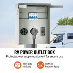 VEVOR Temporary Power Outlet Panel, 125/250V, RV Power Outlet Box with a 20/30/50 Amp Receptacle Installed, NEMA 14-50R