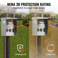 VEVOR Temporary Power Outlet Panel, 125/250V, RV Power Outlet Box with a 20/30/50 Amp Receptacle Installed, NEMA 14-50R