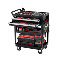 VEVOR 5-Tier Tool Cart with Wheels, 400 lbs Load Capacity, Rolling Work Cart with 2 Drawers & Pegboard, Mechanic Tool