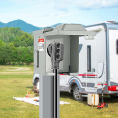 VEVOR 50 Amp RV Power Outlet Box, 125/250 Volt, Enclosed Lockable Outdoor RV Receptacle Box, NEMA 14-50R Weatherproof