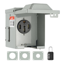 VEVOR 50 Amp RV Power Outlet Box, 125/250 Volt, Enclosed Lockable Outdoor RV Receptacle Box, NEMA 14-50R Weatherproof