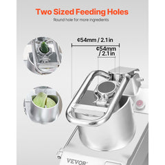 VEVOR Food Processor & Vegetable Chopper, 2 Feeding Holes Food-Grade Stainless Steel Food Processor Chopper with