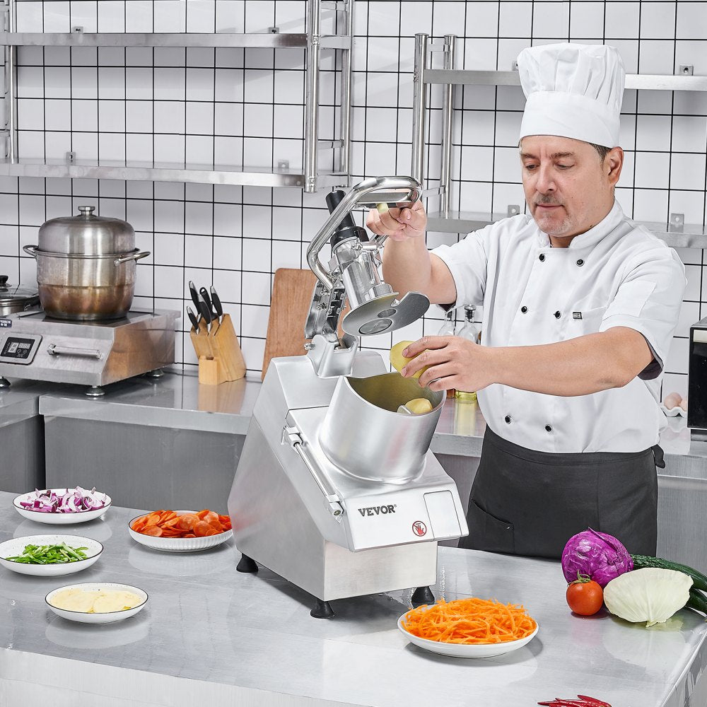 VEVOR Food Processor & Vegetable Chopper, 2 Feeding Holes Food-Grade Stainless Steel Food Processor Chopper with
