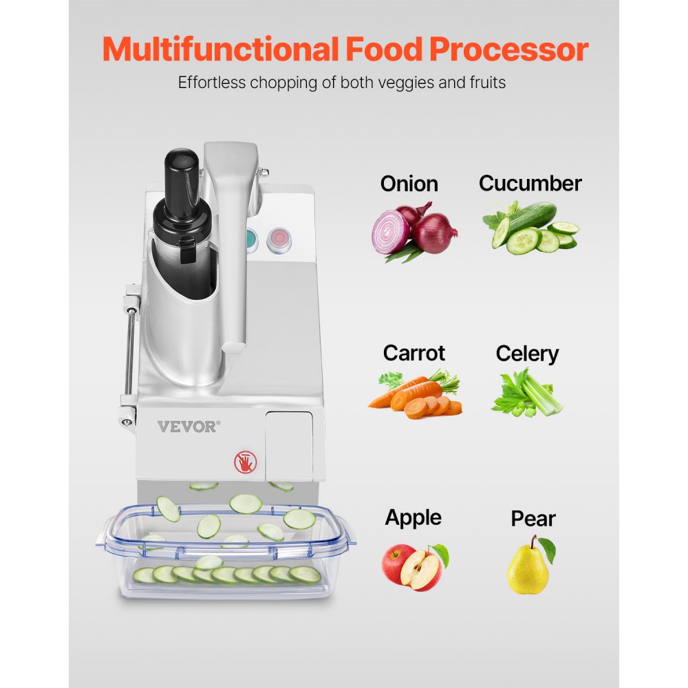 VEVOR Food Processor & Vegetable Chopper, 2 Feeding Holes Food-Grade Stainless Steel Food Processor Chopper with