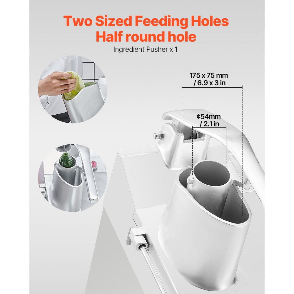 VEVOR Food Processor & Vegetable Chopper, 2 Feeding Holes Food-Grade Stainless Steel Food Processor Chopper with
