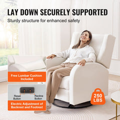 VEVOR Electronic Power Recliner and Swivel Glider, 250 lbs Weight Capacity Swivel Glider Recliner Chair with USB Port