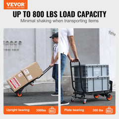 VEVOR Aluminum Hand Truck, 2 in 1, 300 lbs Load Capacity, Heavy Duty Industrial Convertible Folding Hand Truck and