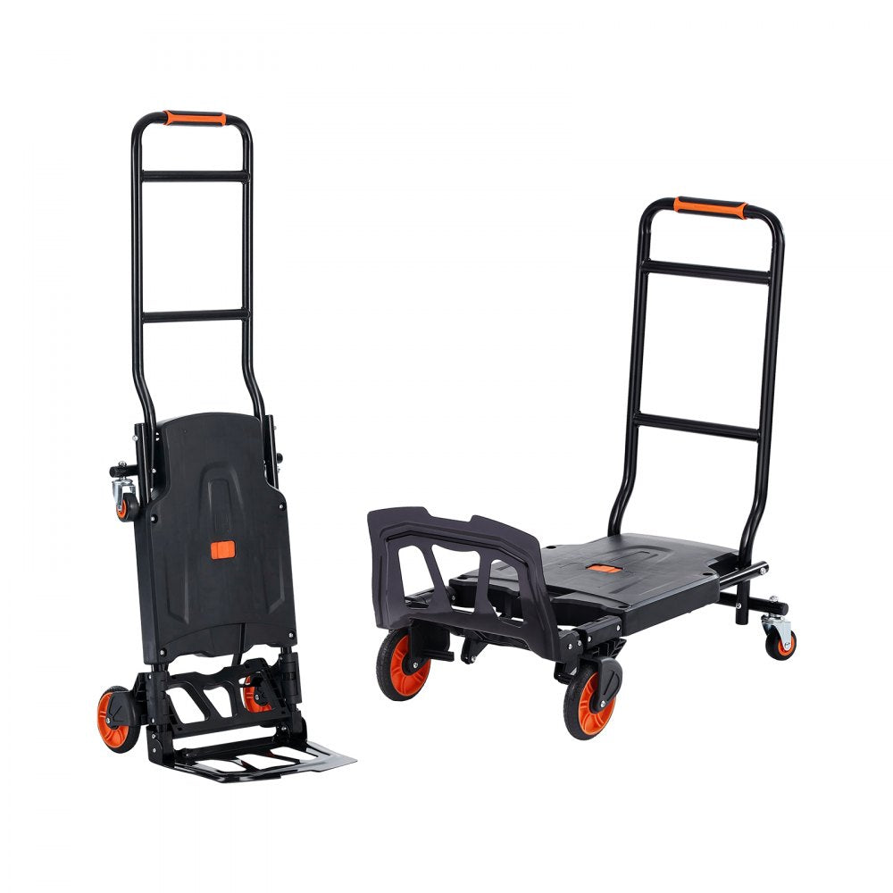 VEVOR Aluminum Hand Truck, 2 in 1, 300 lbs Load Capacity, Heavy Duty Industrial Convertible Folding Hand Truck and
