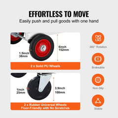 VEVOR Aluminum Folding Hand Truck, 2 in 1 Design 400 lbs Capacity, Heavy Duty Industrial Collapsible cart, Dolly Cart