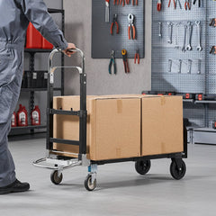 VEVOR 2 in 1 Folding Hand Truck, 500 lbs Load Capacity for 4-Wheel Mode, Convertible Hand Truck Dolly with Wheels &