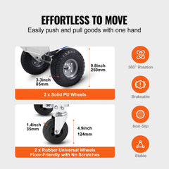 VEVOR Aluminum Hand Truck, 2 in 1, 800 lbs Load Capacity, Heavy Duty Industrial Convertible Folding Hand Truck and