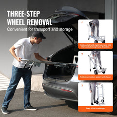 VEVOR Aluminum Hand Truck, 2 in 1, 800 lbs Load Capacity, Heavy Duty Industrial Convertible Folding Hand Truck and
