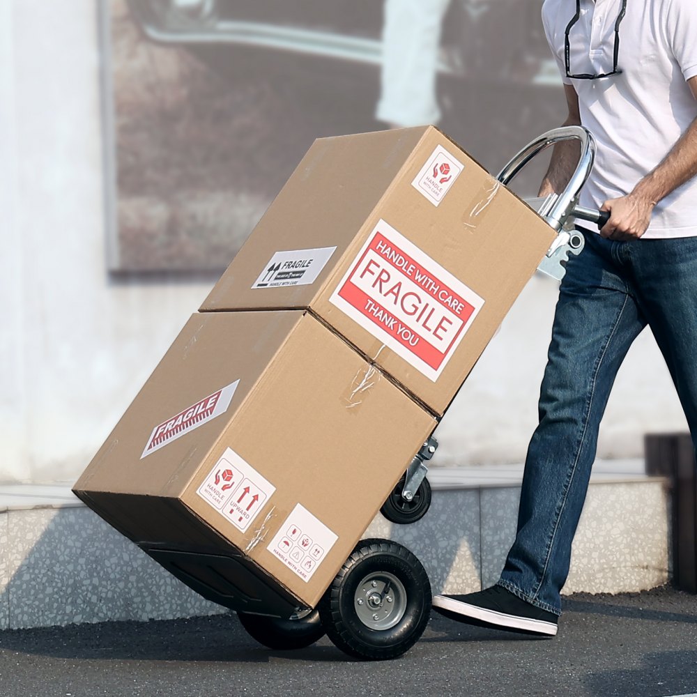 VEVOR Aluminum Hand Truck, 2 in 1, 800 lbs Load Capacity, Heavy Duty Industrial Convertible Folding Hand Truck and