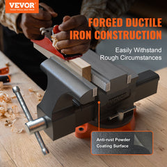 VEVOR Bench Vise, 6.5" Jaw Width 6.5" Forward &9.3" Reverse Opening, 360-Degree Swivel Locking Base Multipurpose