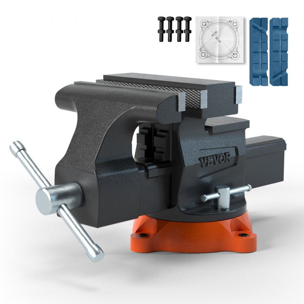 VEVOR Bench Vise, 6.5" Jaw Width 6.5" Forward &9.3" Reverse Opening, 360-Degree Swivel Locking Base Multipurpose