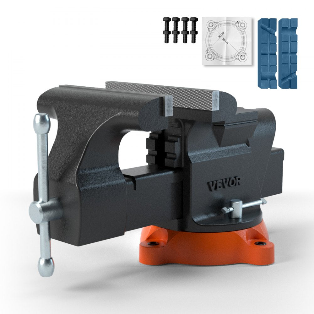 VEVOR Bench Vise, 6-inch Jaw Width 5.9-inch Jaw Opening, 360-Degree Swivel Locking Base Multipurpose Vise with Anvil