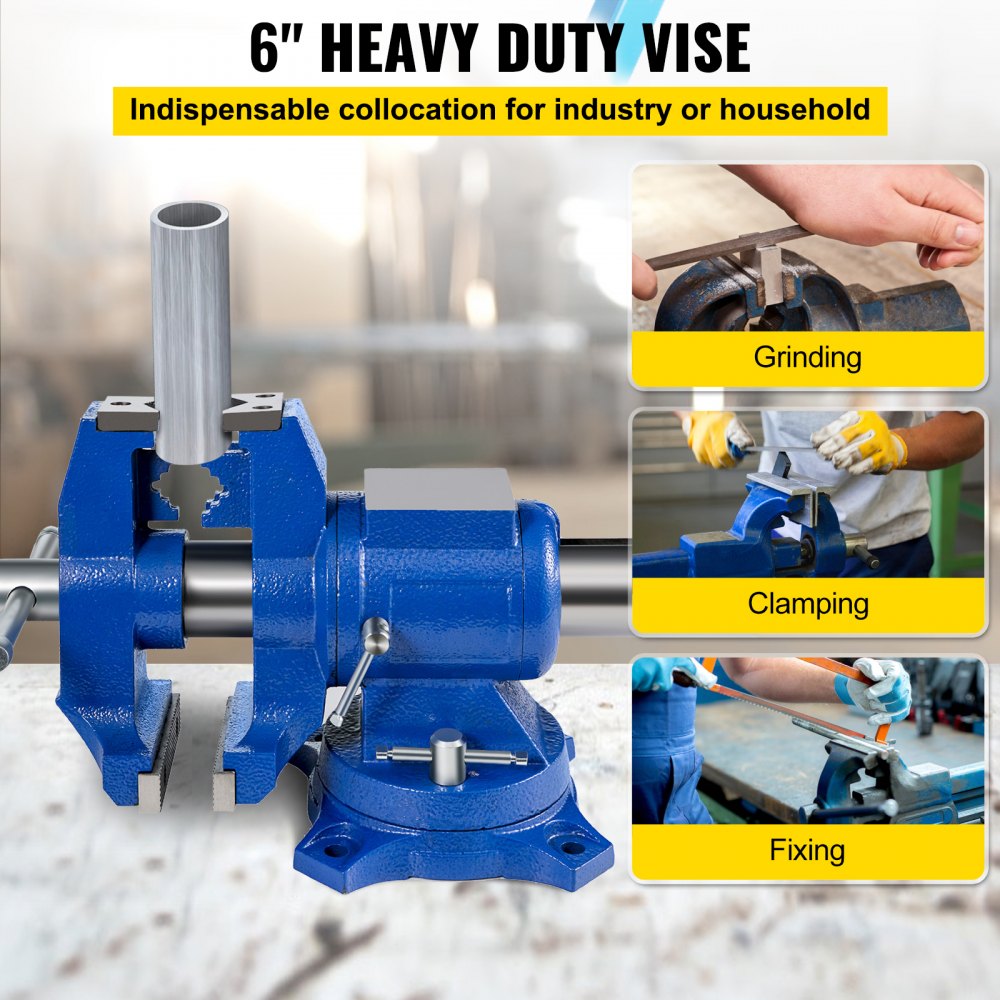 VEVOR 5" Heavy Duty Bench Vise, Double Swivel Rotating Vise Head/Body Rotates 360°,Pipe Vise Bench Vices 30Kn Clamping