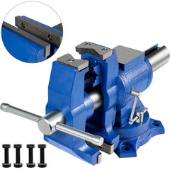 VEVOR 5" Heavy Duty Bench Vise, Double Swivel Rotating Vise Head/Body Rotates 360°,Pipe Vise Bench Vices 30Kn Clamping