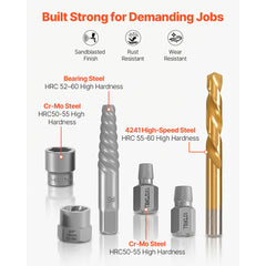VEVOR Screw Extractor Set with Drill Bits, 65 Pieces, Easy Out Nut Bolt Extractors and Drill Bits, with Adapters, Solid