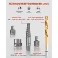 VEVOR Screw Extractor Set with Drill Bits, 54 Pieces, Easy Out Nut Bolt Extractors and Drill Bits, with Adapters, Solid