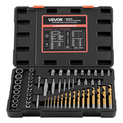 VEVOR Screw Extractor Set with Drill Bits, 54 Pieces, Easy Out Nut Bolt Extractors and Drill Bits, with Adapters, Solid