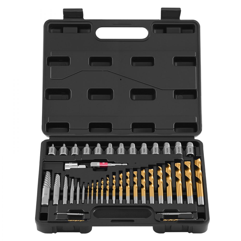 VEVOR Screw Extractor Set with Drill Bits, 41 Pieces, Easy Out Bolt Extractors and Drill Bits, with Adapters, Solid