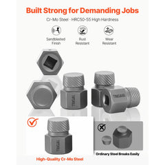 VEVOR Screw Extractor Set, 27 Pieces Hex Head Multi-Spline Easy Out Bolt Extractor Tool, with Adapters, Solid Storage