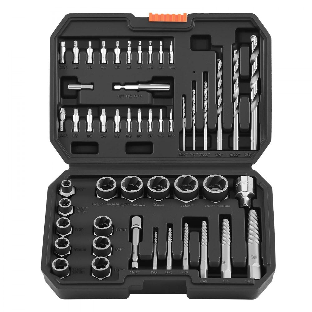 VEVOR Screw Extractor Set with Drill Bits, 49 Pieces, Easy Out Nut Bolt Extractors and Drill Bits, with Adapters, Solid