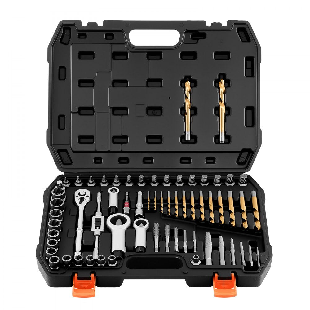 VEVOR Screw Extractor Set, 63 Pieces, with Nut and Bolt Extractors, Nut Splitters, Taps, Drill Bits, Wrenches