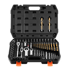 VEVOR Screw Extractor Set, 63 Pieces, with Nut and Bolt Extractors, Nut Splitters, Taps, Drill Bits, Wrenches