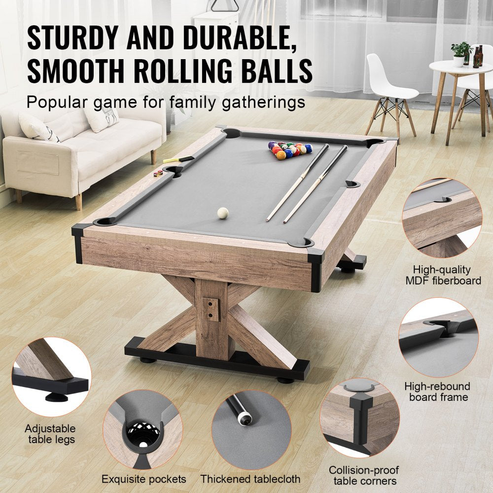 VEVOR Billiards Table Combo Set, 7ft 3-in-1 Multi Game Table with Dining, Pool, and Tennis Table, Includes Full Set of