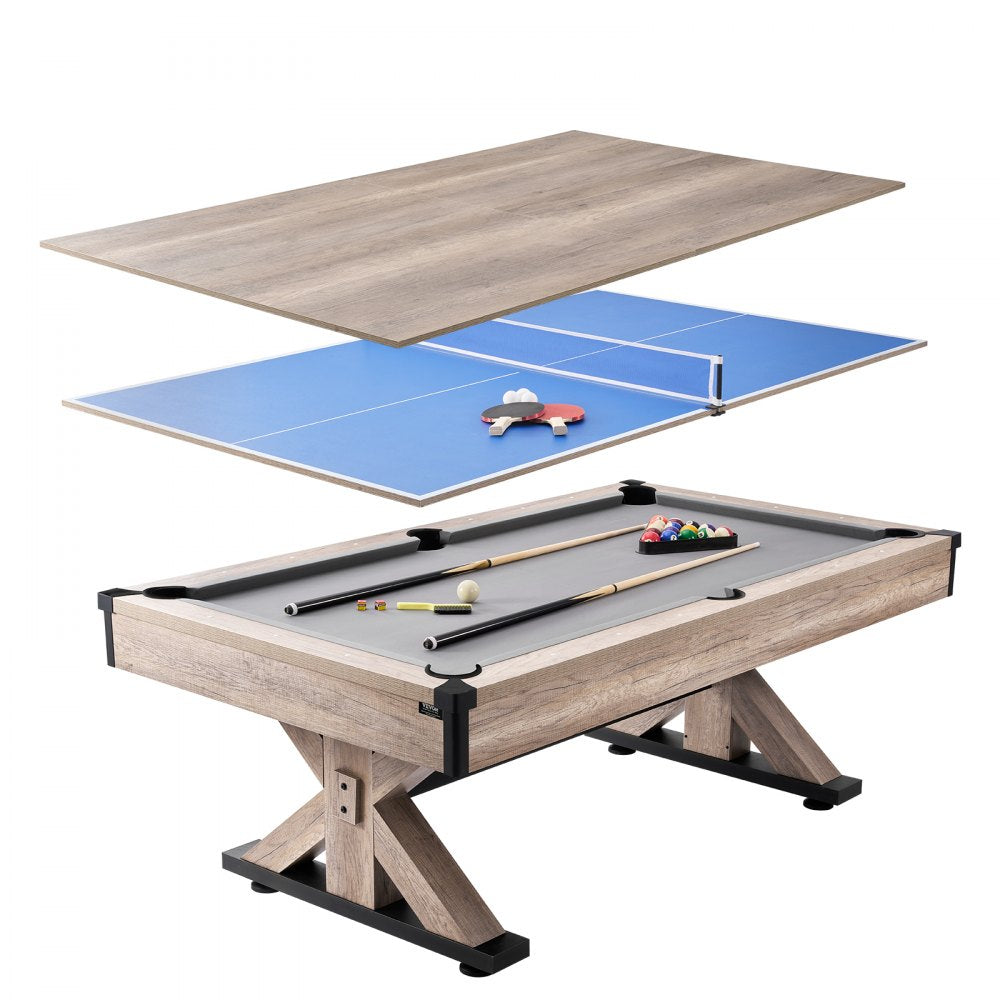 VEVOR Billiards Table Combo Set, 7ft 3-in-1 Multi Game Table with Dining, Pool, and Tennis Table, Includes Full Set of