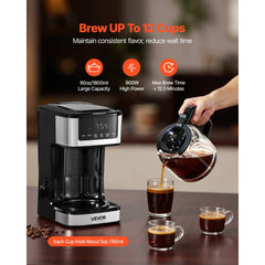 VEVOR Programmable Coffee Maker, 12 Cup Programmable Drip Coffee Makers with Touch Screen, 4-Hour Keep Warm Coffee
