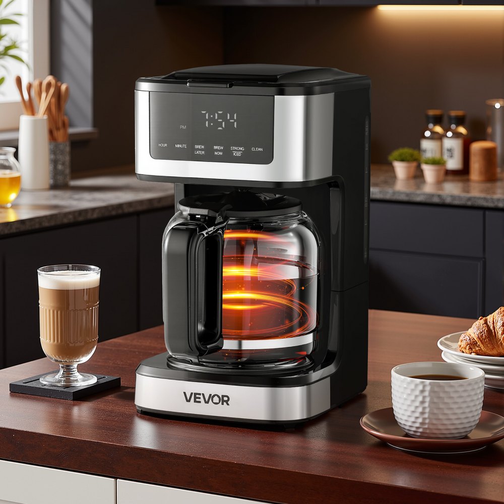 VEVOR Programmable Coffee Maker, 12 Cup Programmable Drip Coffee Makers with Touch Screen, 4-Hour Keep Warm Coffee