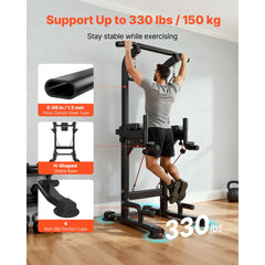 VEVOR Pull Up Bar, 330 LBS Power Tower Dip Station, Workout Dip Station with H-Shaped Stable Base & Back Pad