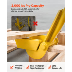 VEVOR Pallet Buster Tool, 41 Inch Carbon Steel Handle Wrecking Pry Bar, 2000 lbs Weight Capacity, Heavy Duty Deck Board