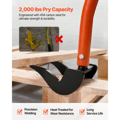 VEVOR Pallet Buster Tool, 50 Inch Carbon Steel Handle Wrecking Pry Bar, 2000 lbs Weight Capacity, Heavy Duty Deck Board