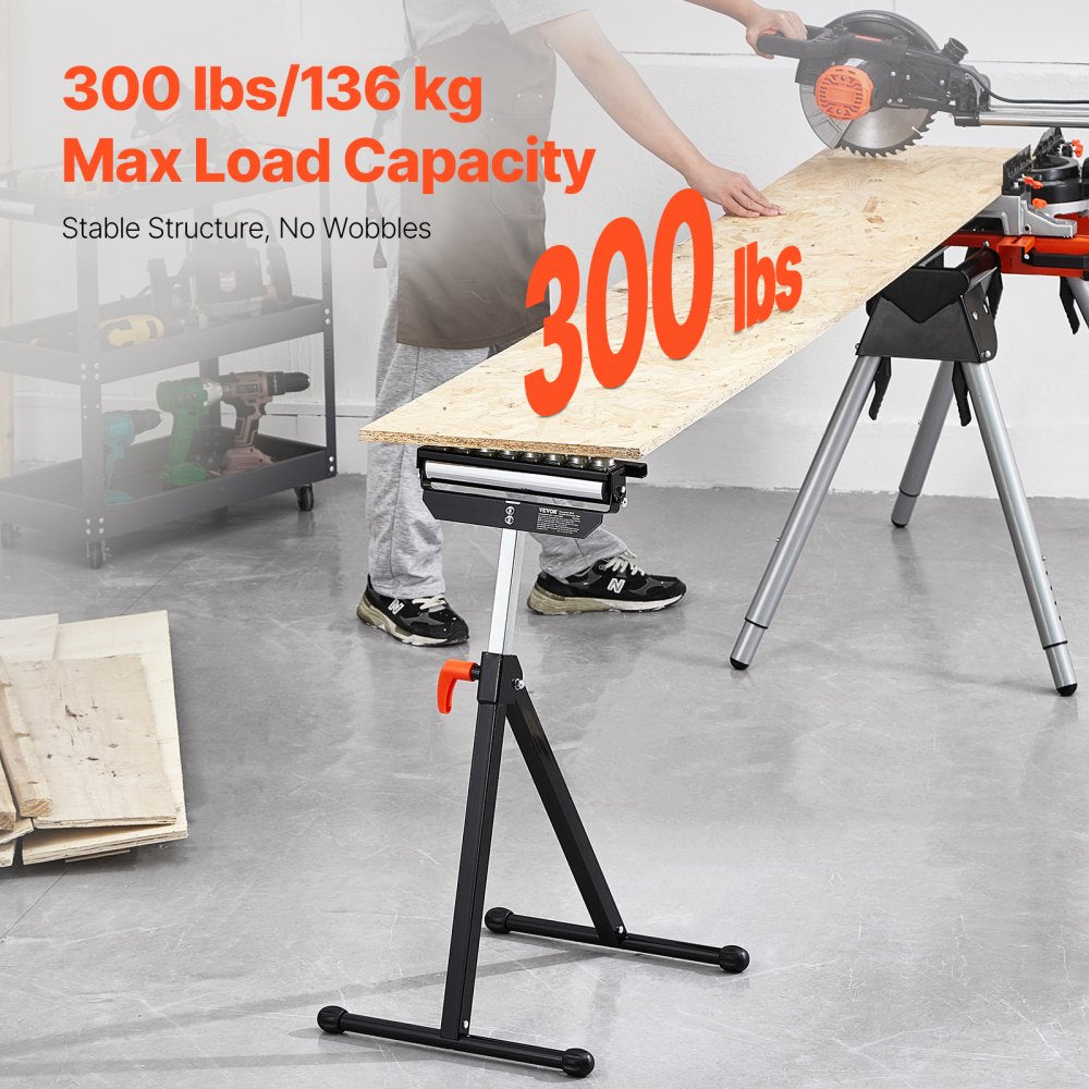 VEVOR Roller Stand, 300 lb Load Capacity, 26.8-42.5 in Adjustable Height, Folding Heavy Duty with 11.5 inch Polished